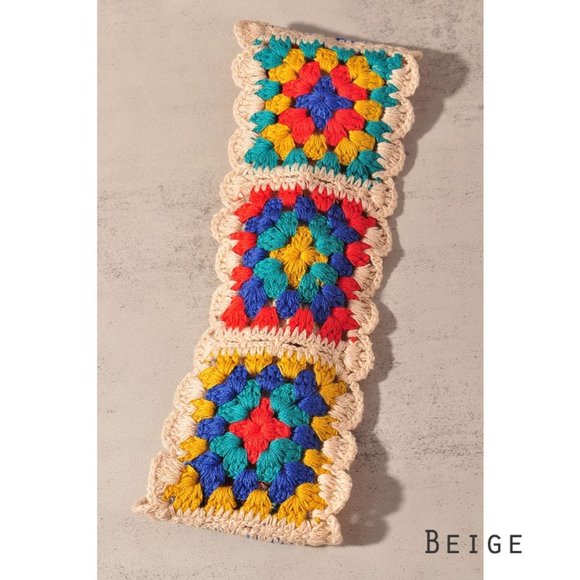 NEW Floral Patchwork Crochet Knit 100% Cotton Soft Hair Accent Headband Hairband - Picture 9 of 13